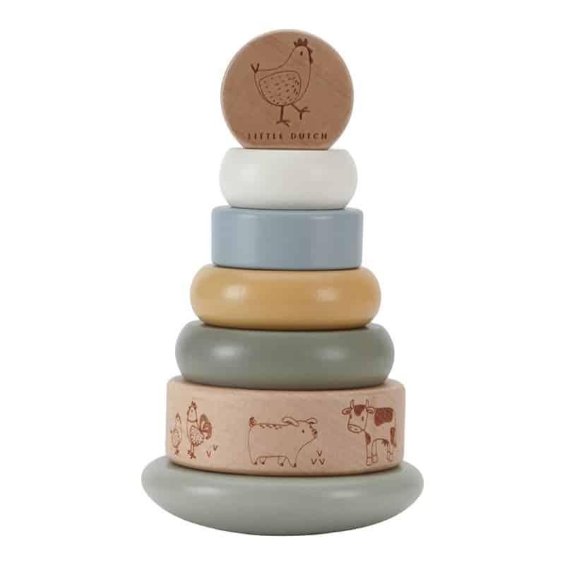 Torre de aneis de empilhar - Little Farm | Little Dutch - Mini-Me - Baby & Kids Store