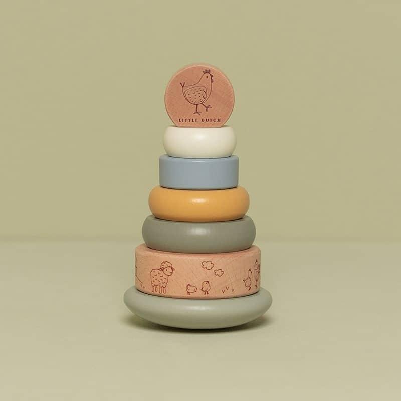 Torre de aneis de empilhar - Little Farm | Little Dutch - Mini-Me - Baby & Kids Store