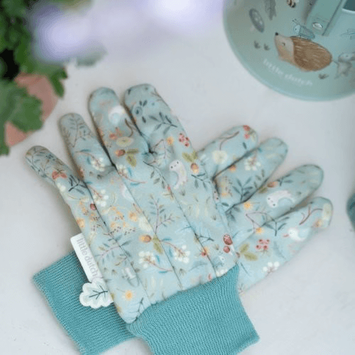 Conjunto de luvas de jardinagem com estampa floral da Little Dutch, ideal para crianças cuidarem do jardim.