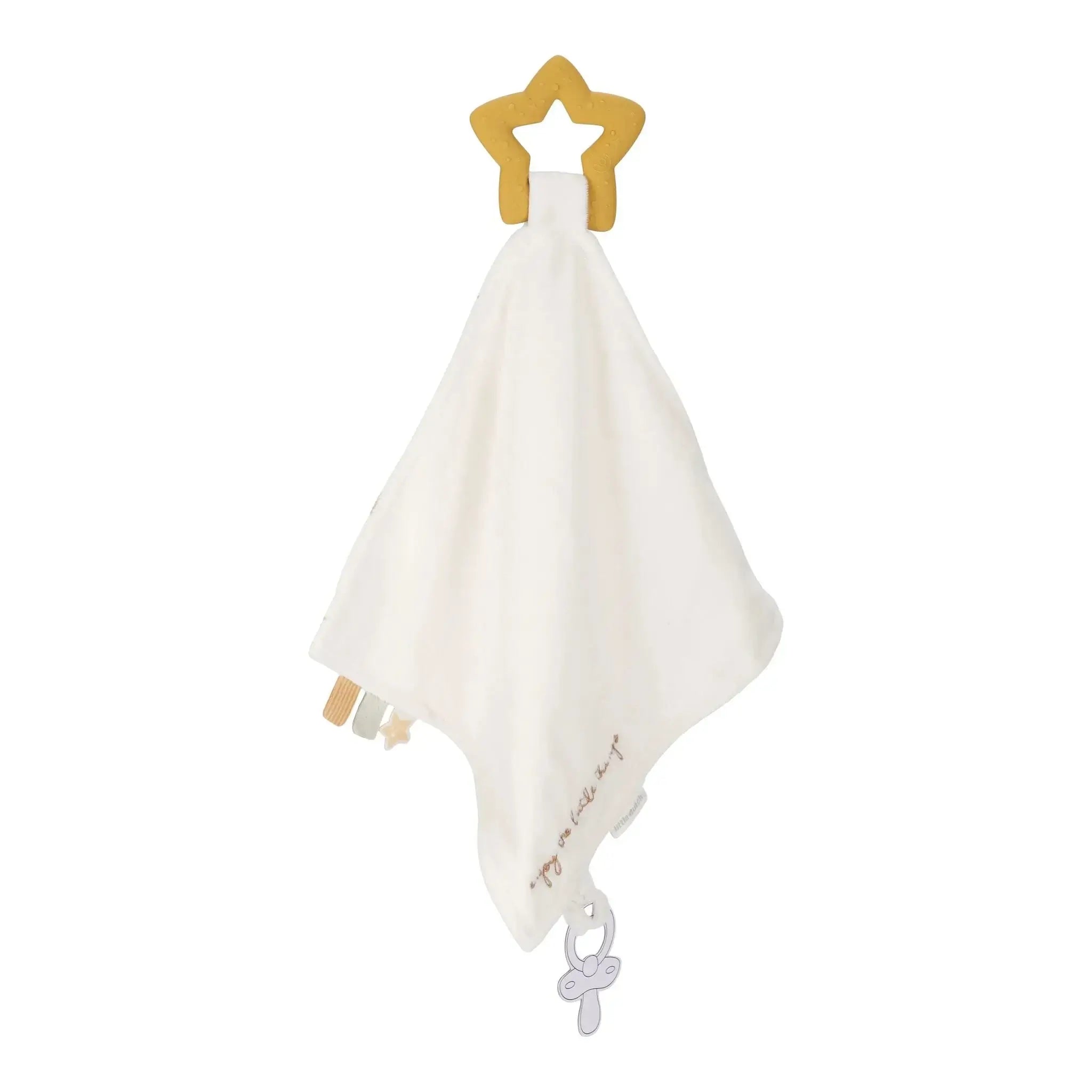 Doudou com anel de dentição da Little Dutch, suave e macio, ideal para conforto emocional e alívio na dentição.