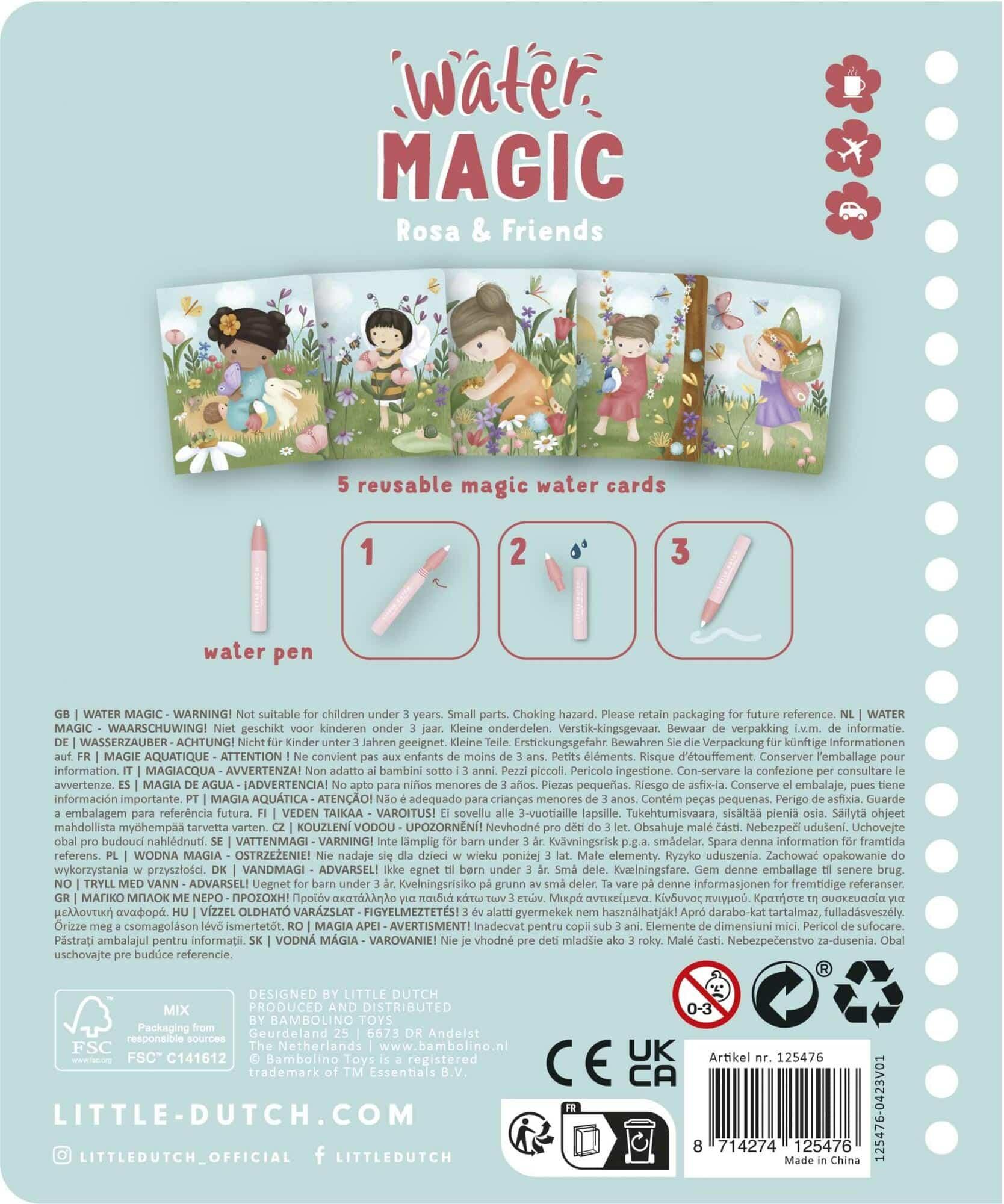 Livro de colorir Water Magic - Rosa & Friends | Little Dutch - Mini-Me - Baby & Kids Store