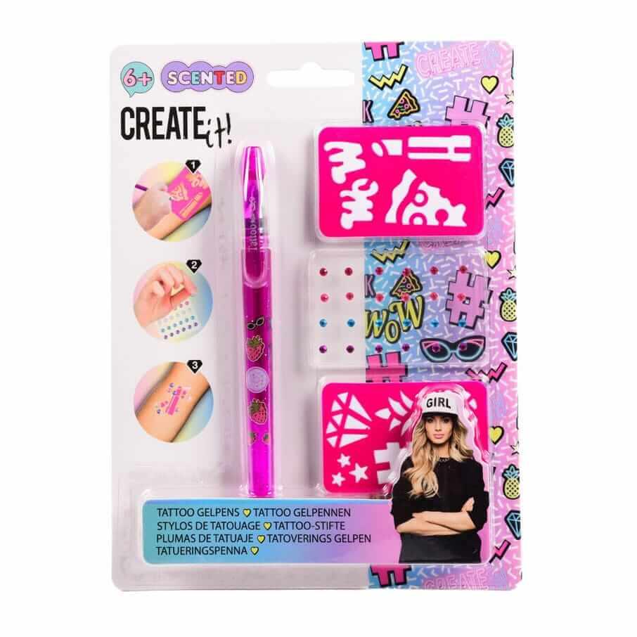 Create it! – Caneta tattoo com cheiro/brilho/stencil - Mini-Me - Baby & Kids Store