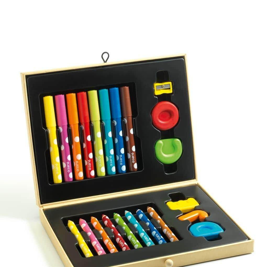 Caixa de pinturas pequena (lápis e canetas) - Djeco - Mini-Me - Baby & Kids Store