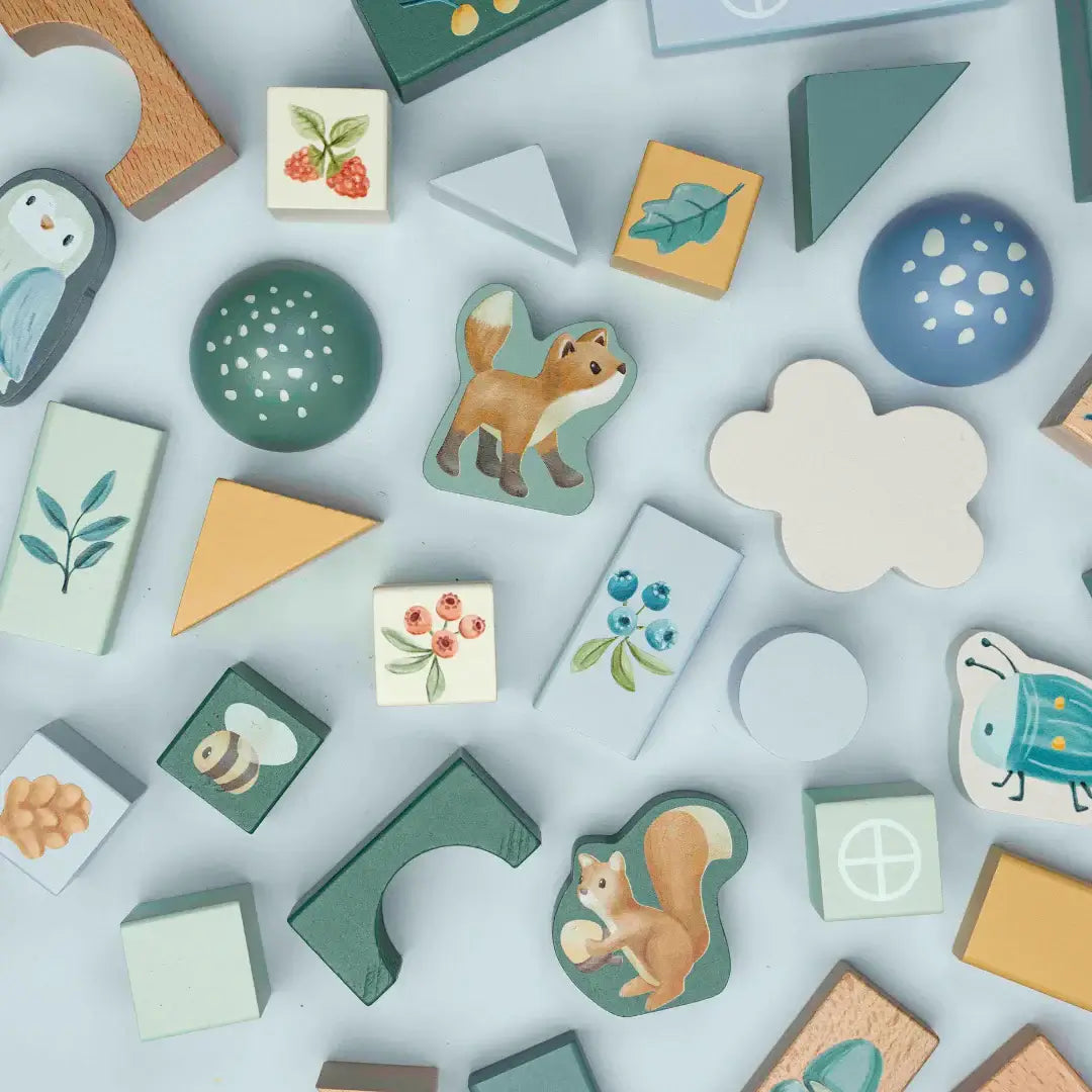 Blocos de construção madeira - Forest Friends | Little Dutch - Mini-Me - Baby & Kids Store