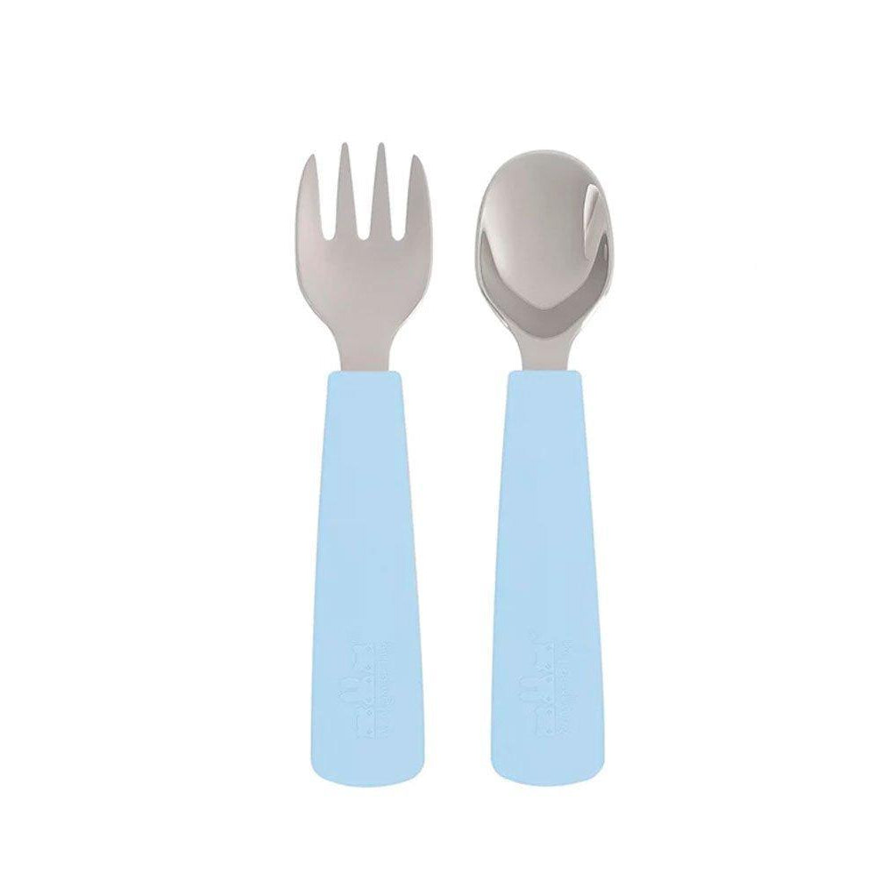 Conjunto de Talheres em silicone - Dusty Blue | We Might be Tiny - Mini-Me - Baby & Kids Store