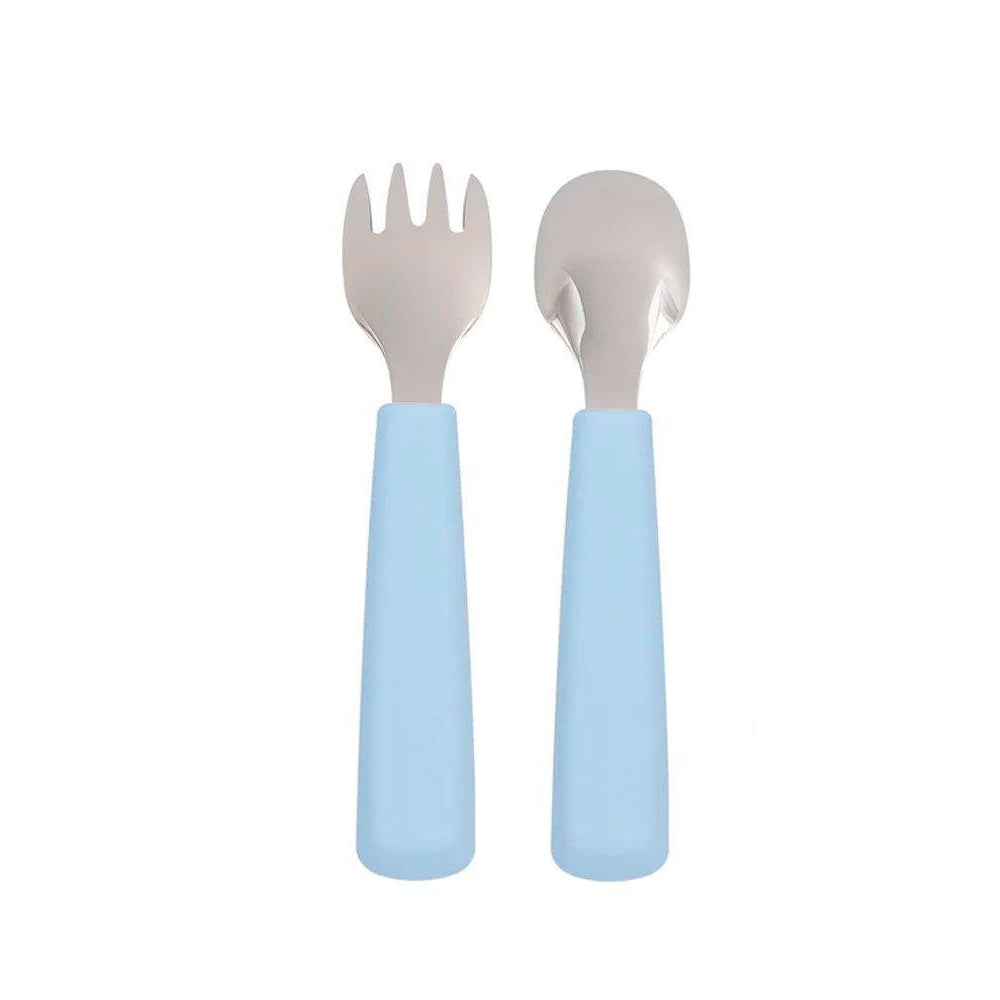 Conjunto de Talheres em silicone - Dusty Blue | We Might be Tiny - Mini-Me - Baby & Kids Store
