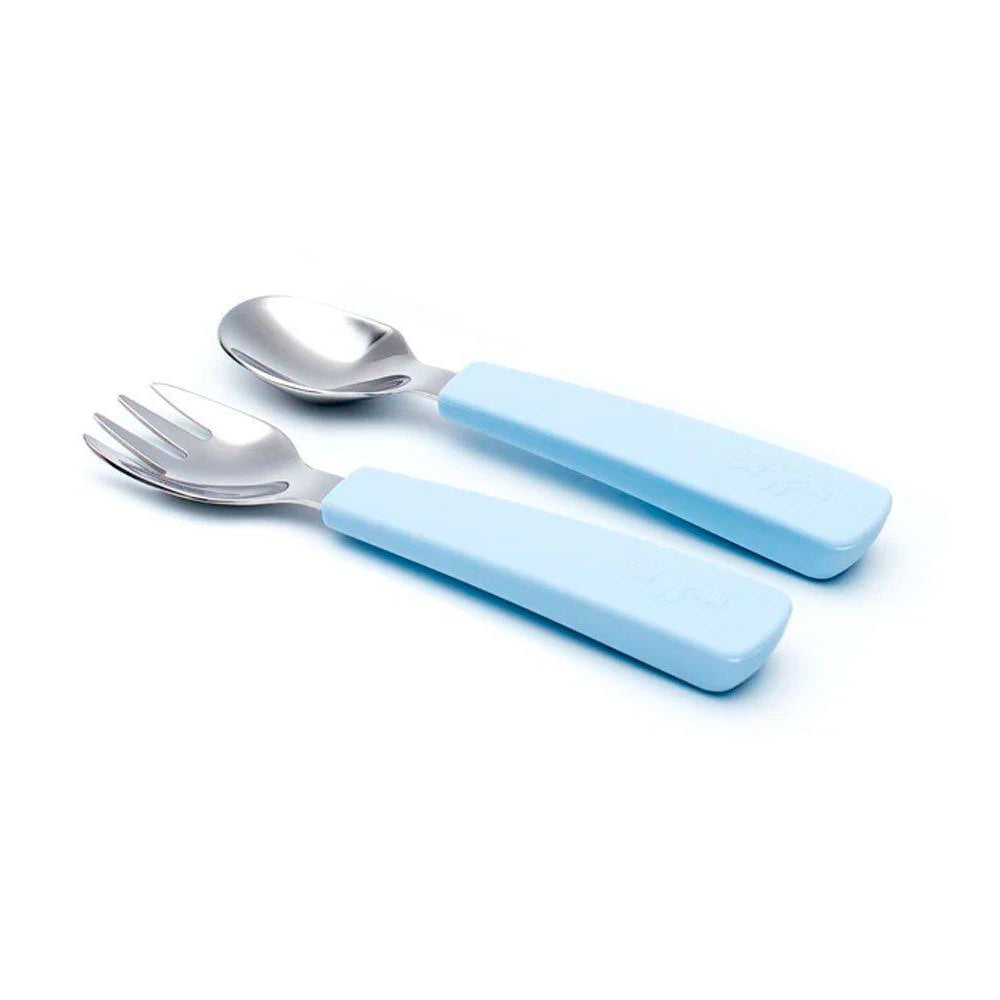 Conjunto de Talheres em silicone - Dusty Blue | We Might be Tiny - Mini-Me - Baby & Kids Store