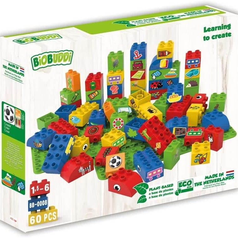 Blocos de Construção ecológicos - 60 peças | Biobuddi - Mini-Me - Baby & Kids Store