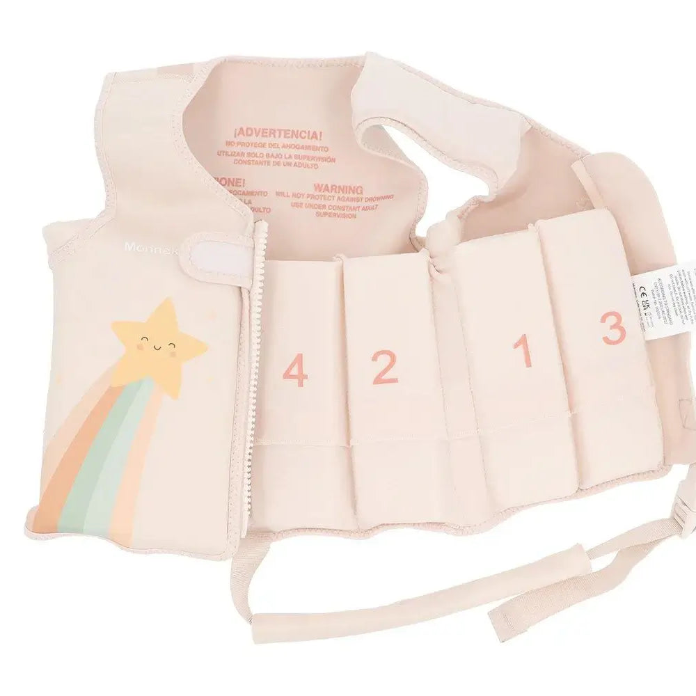 Colete Flutuador de Aprendizagem Monnëka Starlight, com design divertido e seguro para crianças em atividades aquáticas.