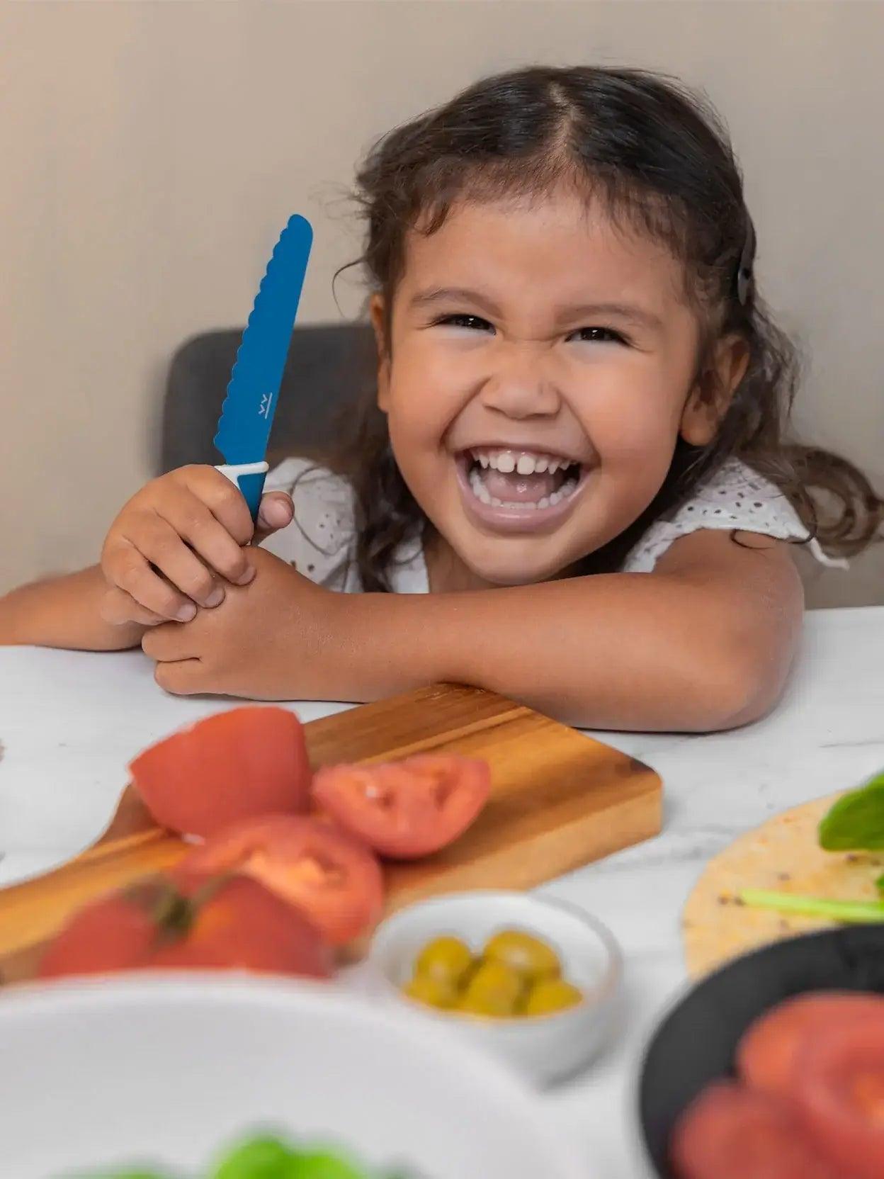 Kiddikutter - Faca de cozinha para autonomia da criança - Azul - Mini-Me - Baby & Kids Store