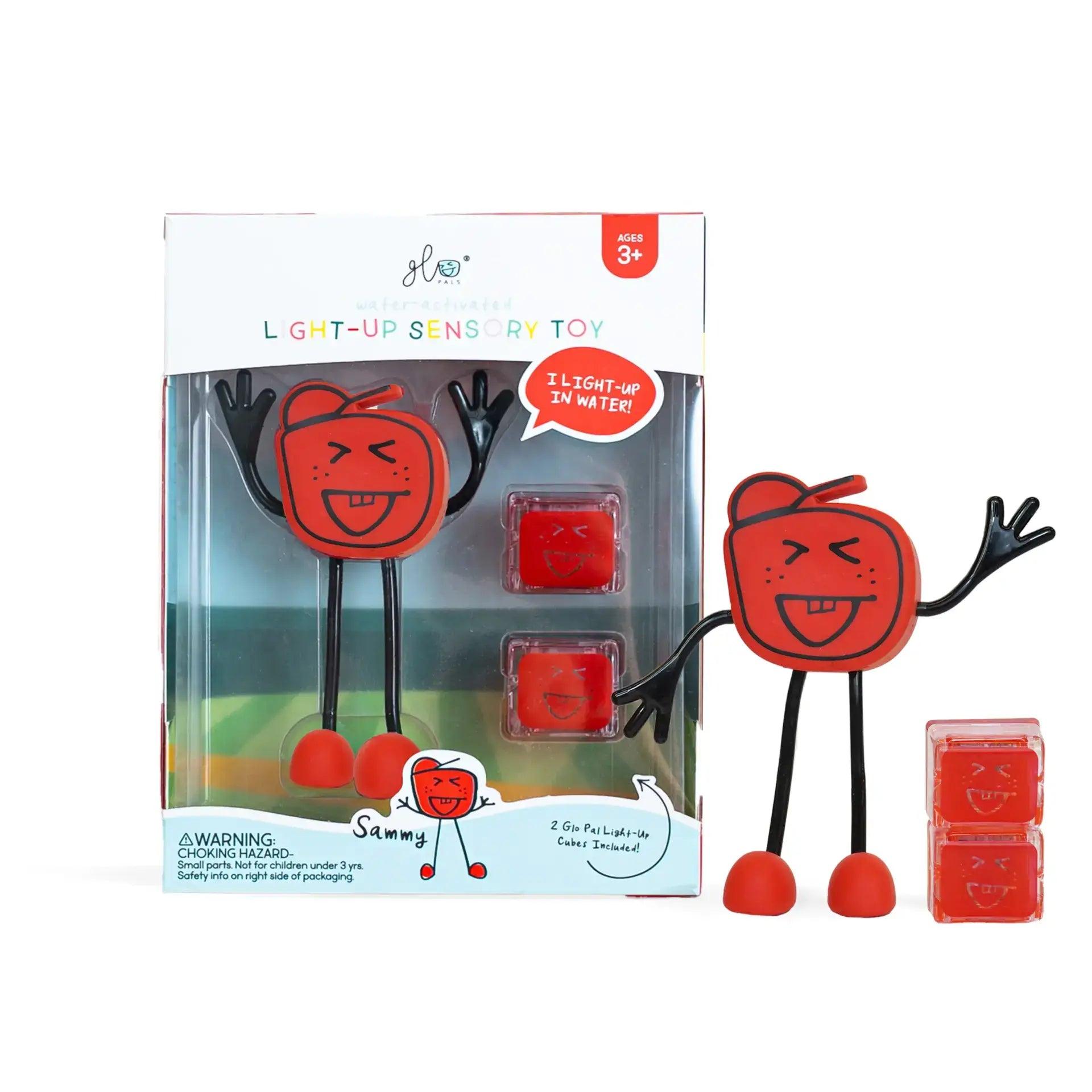 Pack Glo Pals - Personagem Sammy + 2 Cubos de luz Vermelho - Mini-Me - Baby & Kids Store