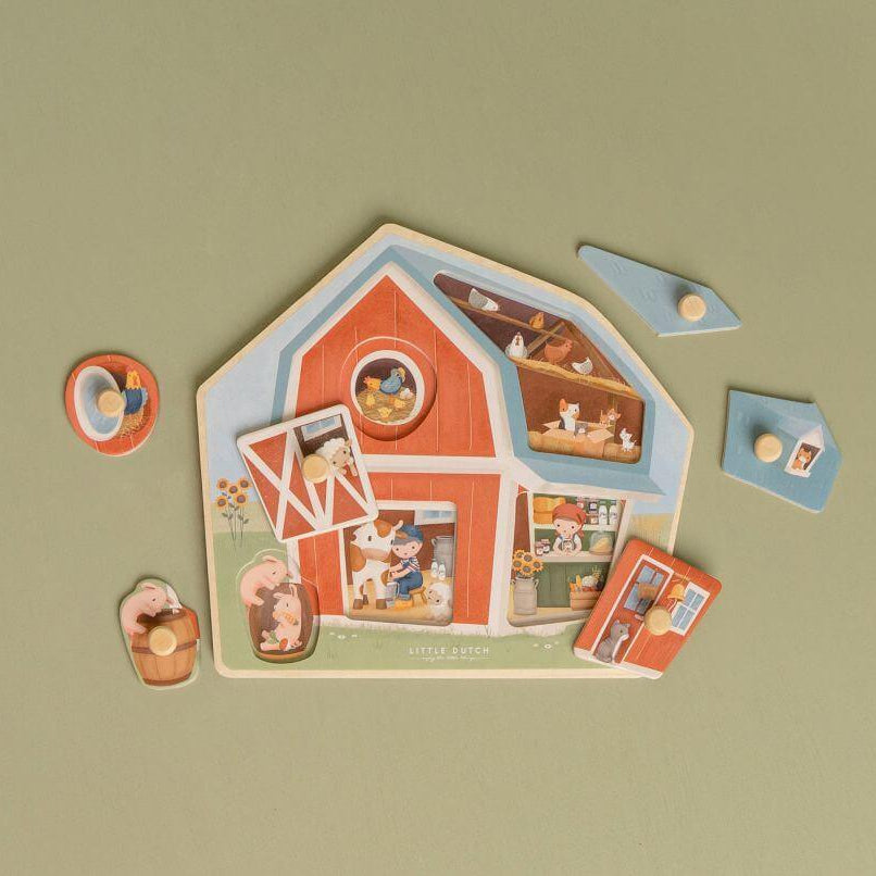 Puzzle de Encaixe em madeira - Little Farm | Little Dutch - Mini-Me - Baby & Kids Store