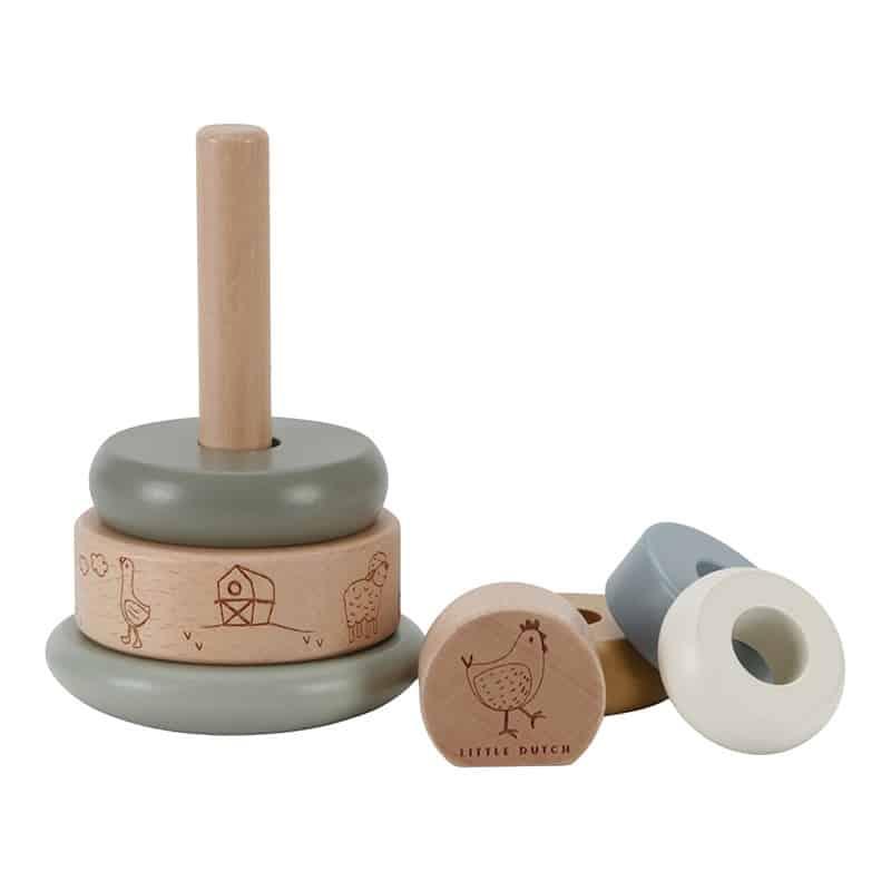 Torre de aneis de empilhar - Little Farm | Little Dutch - Mini-Me - Baby & Kids Store
