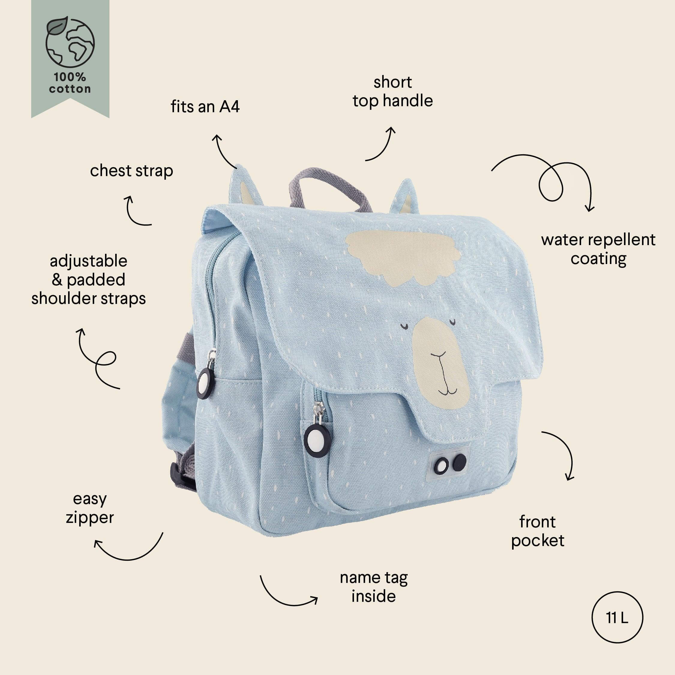 Mochila Escolar Sr. Alpaca | TRIXIE - Mini-Me - Baby & Kids Store