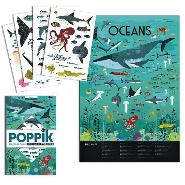 Autocolantes + Poster Discovery - Oceano | Poppik - Mini-Me - Baby & Kids Store