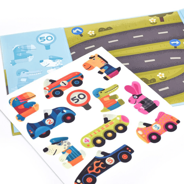 Djeco Atividades criativas com autocolantes removíveis - Carros - Mini-Me - Baby & Kids Store