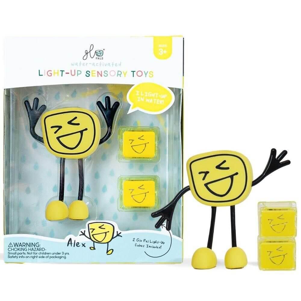 Glo Pals Pack - Personagem Alex + 2 Cubos de luz Amarelo - Mini-Me - Baby & Kids Store