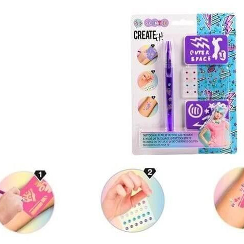 Create it! – Caneta tattoo com cheiro/brilho/stencil - Mini-Me - Baby & Kids Store