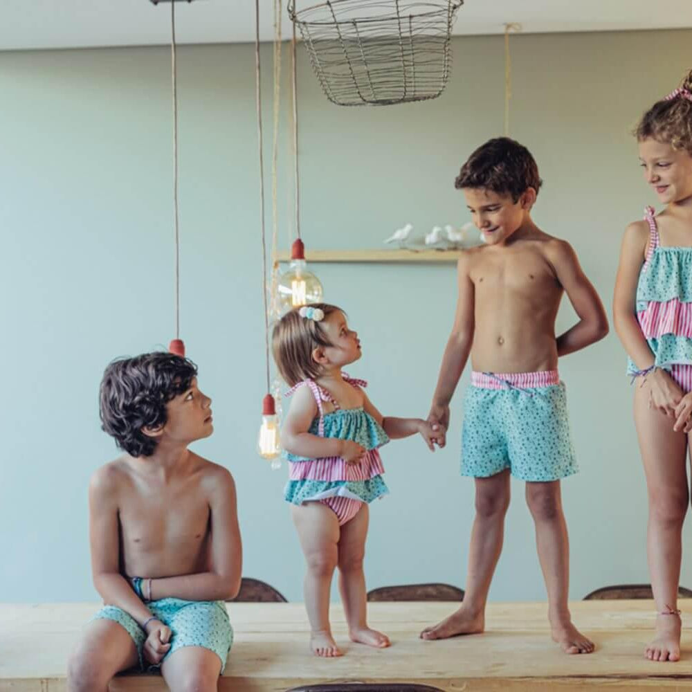 Calções de banho menino - Green Leafs - 3 anos - Mini-Me - Baby & Kids Store