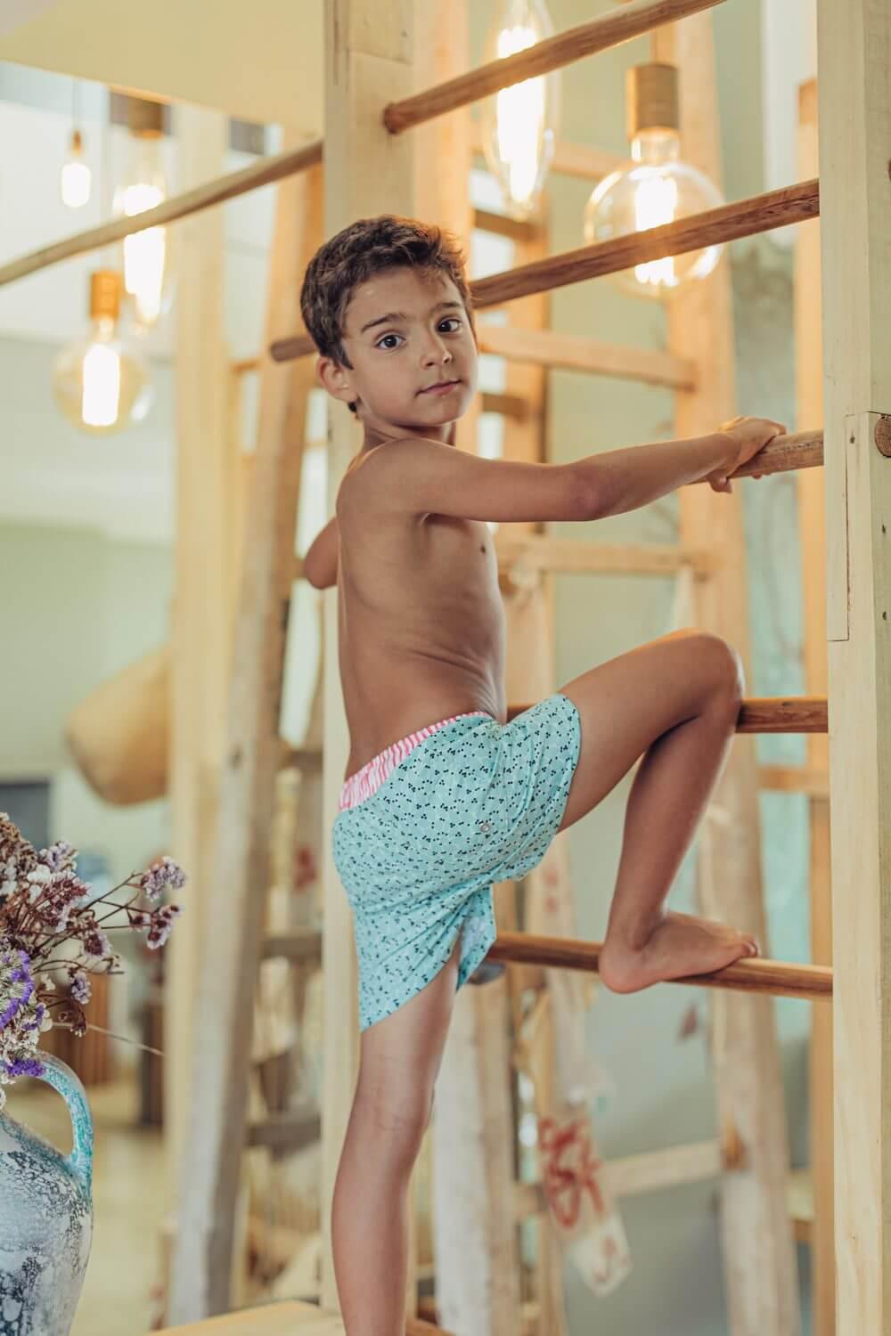 Calções de banho menino - Green Leafs - 3 anos - Mini-Me - Baby & Kids Store