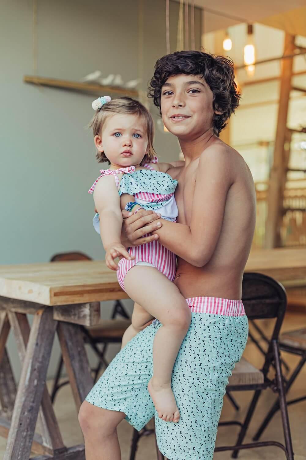 Calções de banho menino - Green Leafs - 3 anos - Mini-Me - Baby & Kids Store