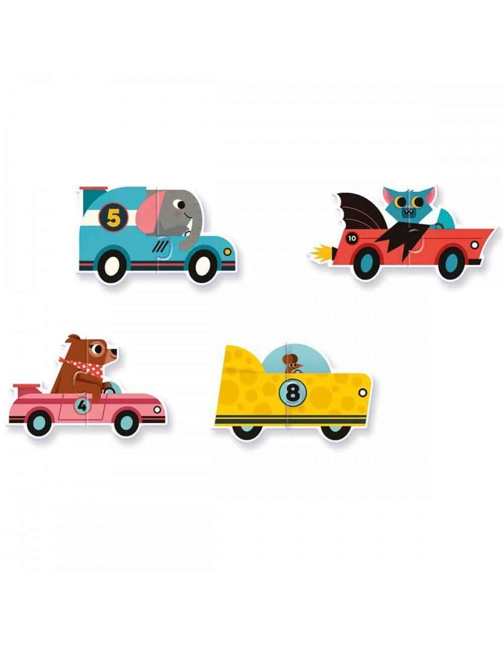 Puzzle duo "Carros de corrida" 2+ | Djeco - Mini-Me - Baby & Kids Store