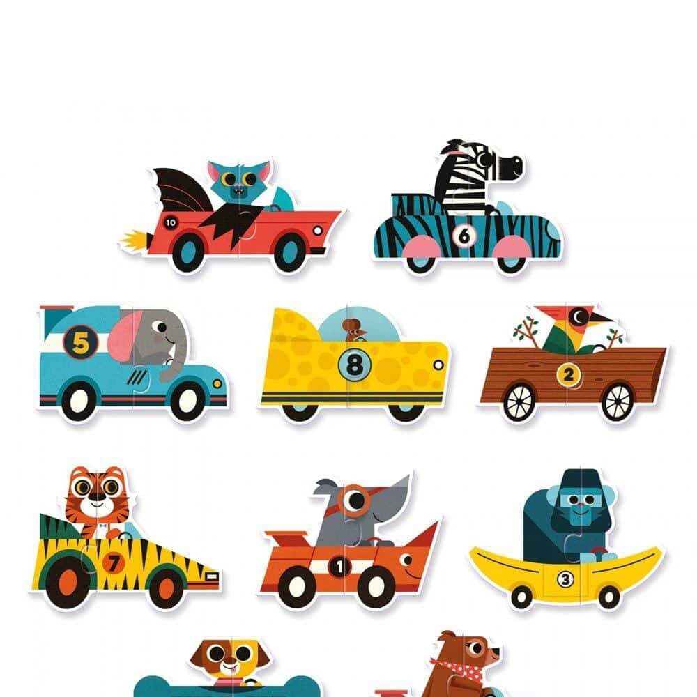Puzzle duo "Carros de corrida" 2+ | Djeco - Mini-Me - Baby & Kids Store