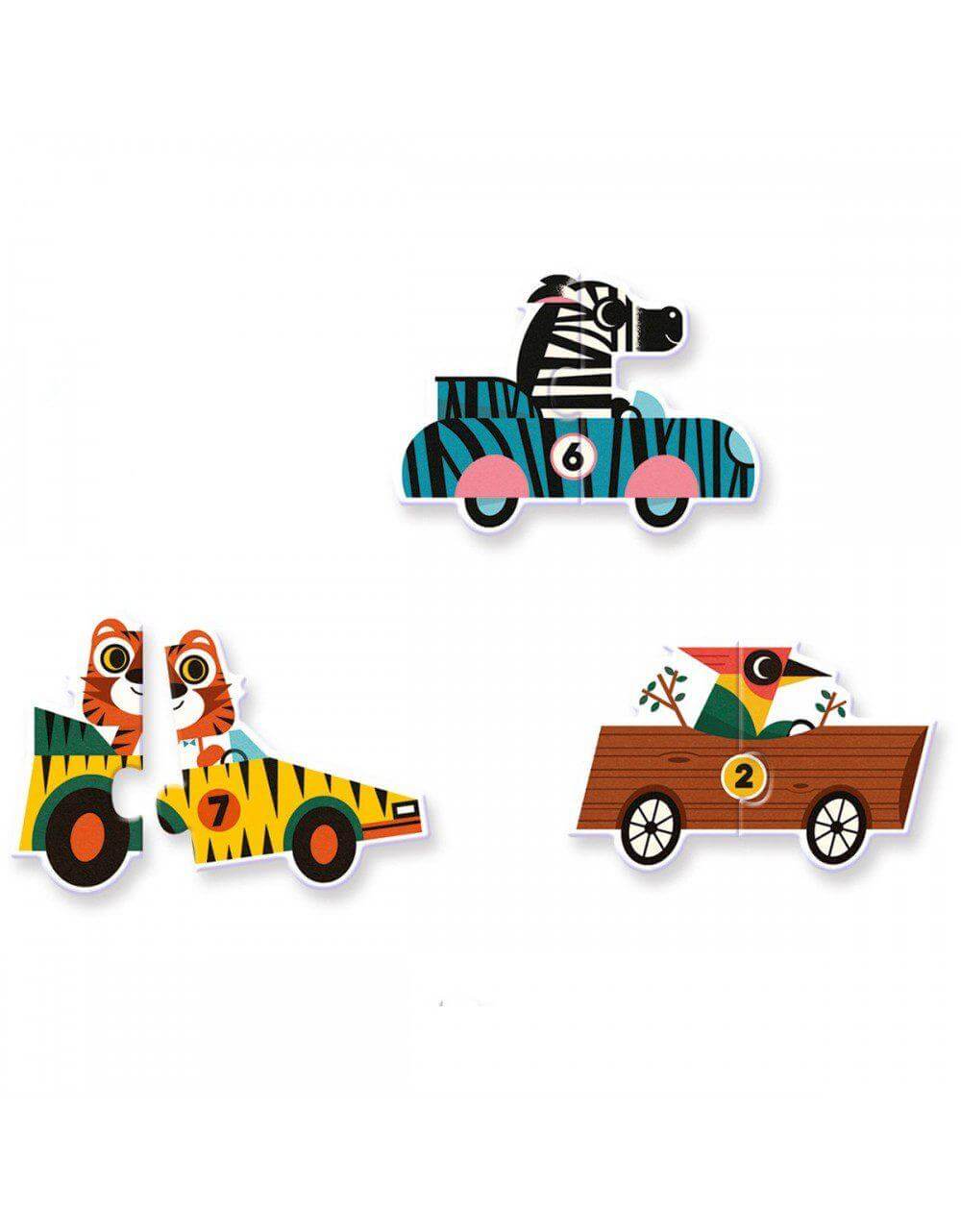 Puzzle duo "Carros de corrida" 2+ | Djeco - Mini-Me - Baby & Kids Store