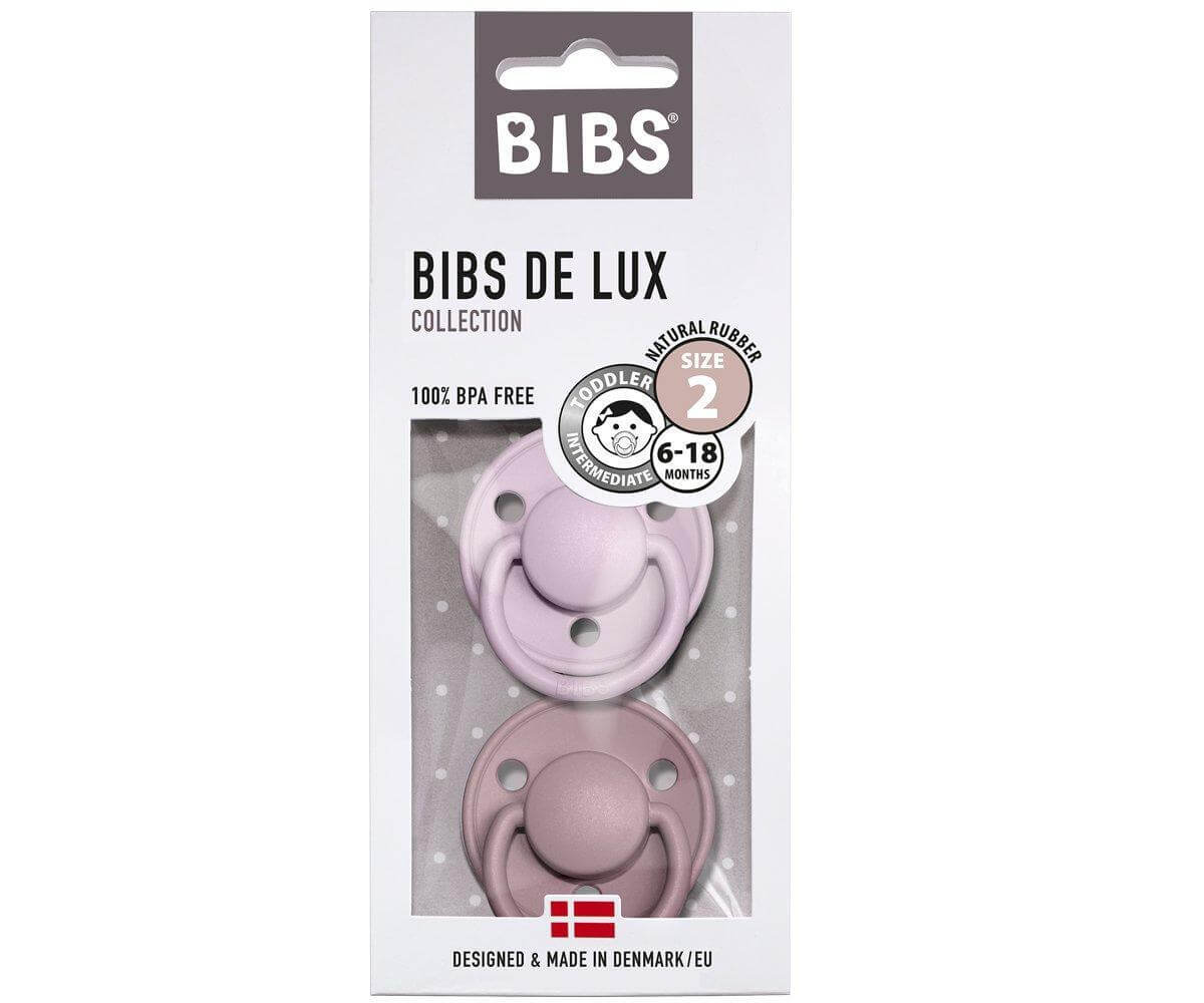 2 chupetas BIBS De Lux látex "Lilac/heather" - Mini-Me - Baby & Kids Store