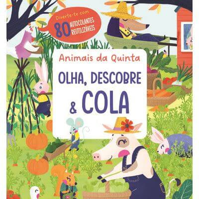 Livro autocolantes Olha, Descobre e Cola - Animais da Quinta Mini-Me