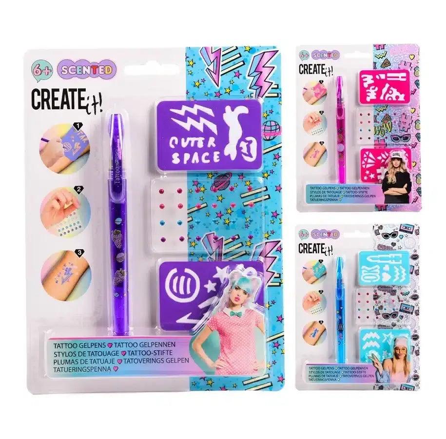 Create it! – Caneta tattoo com cheiro/brilho/stencil - Mini-Me - Baby & Kids Store