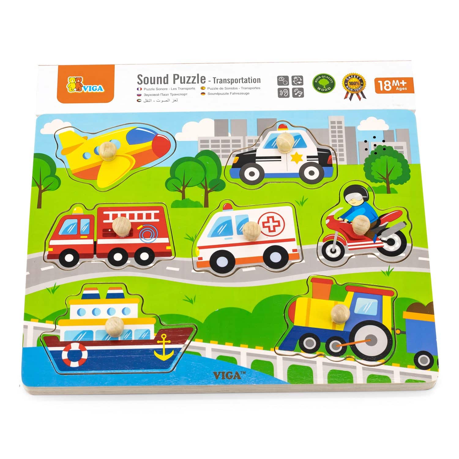 Puzzle Sonoro +18m "Veículos" | Viga Toys Mini-Me - Baby & Kids Store