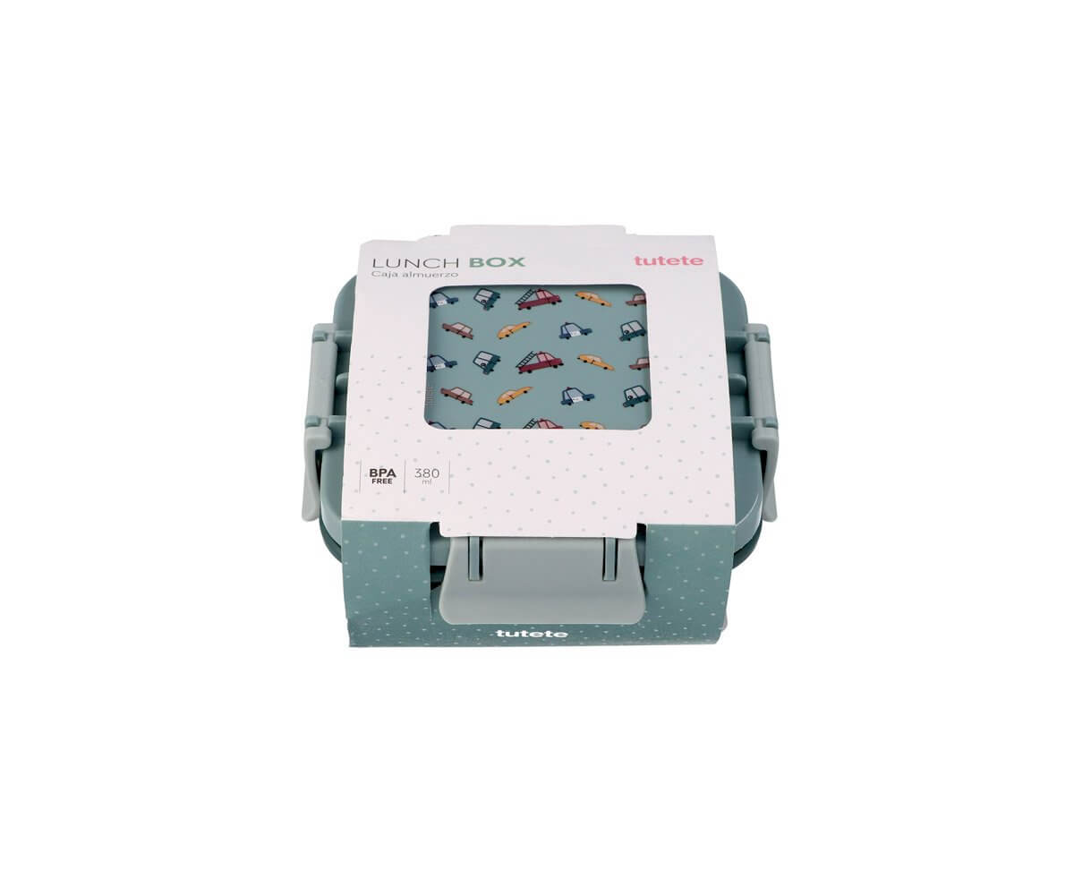 Lancheira pequena Tutete - Vintage Cars, caixa hermética para lanches, segura para lava-louças, 380 ml.
