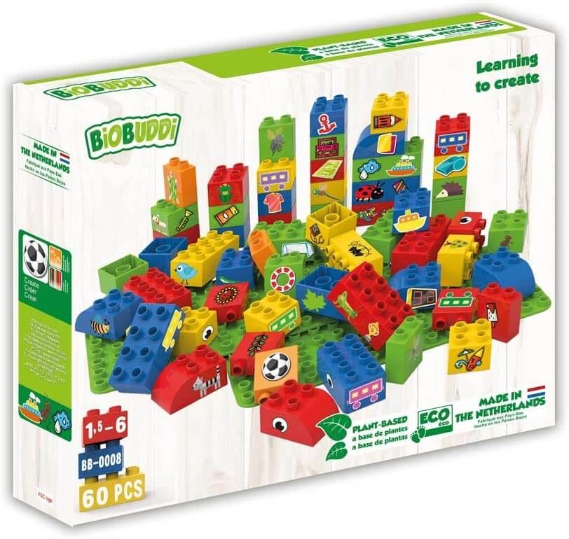 Blocos de Construção ecológicos - 60 peças | Biobuddi - Mini-Me - Baby & Kids Store