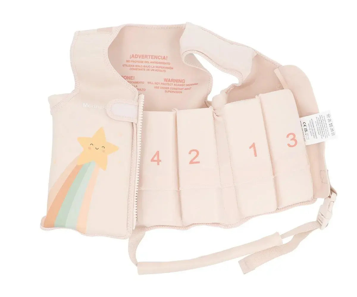Colete Flutuador de Aprendizagem Monnëka Starlight, com design divertido e seguro para crianças em atividades aquáticas.