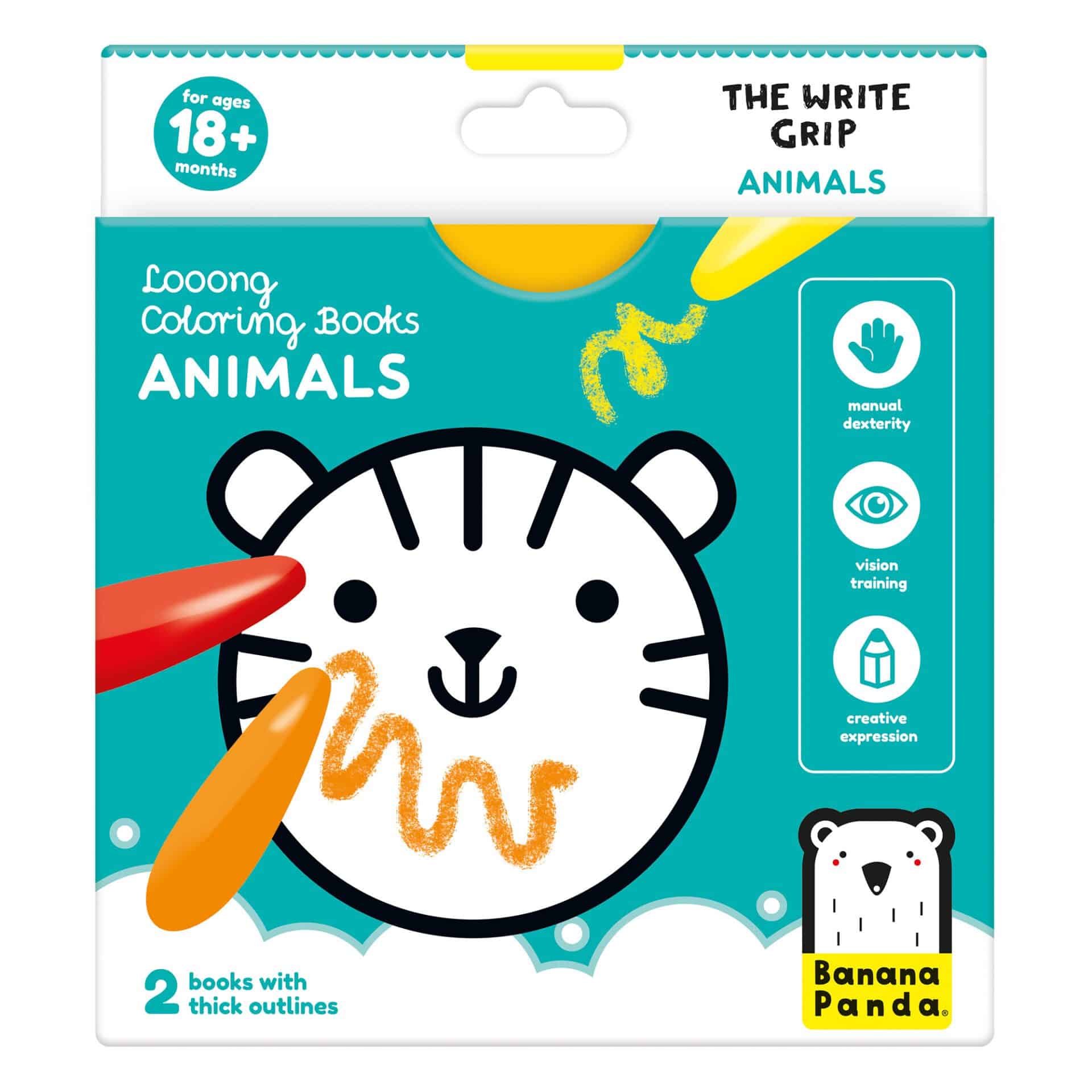 Livro de Colorir Looongo +18m – Animais | Banana Panda Banana Panda Mini-Me - Baby & Kids Store