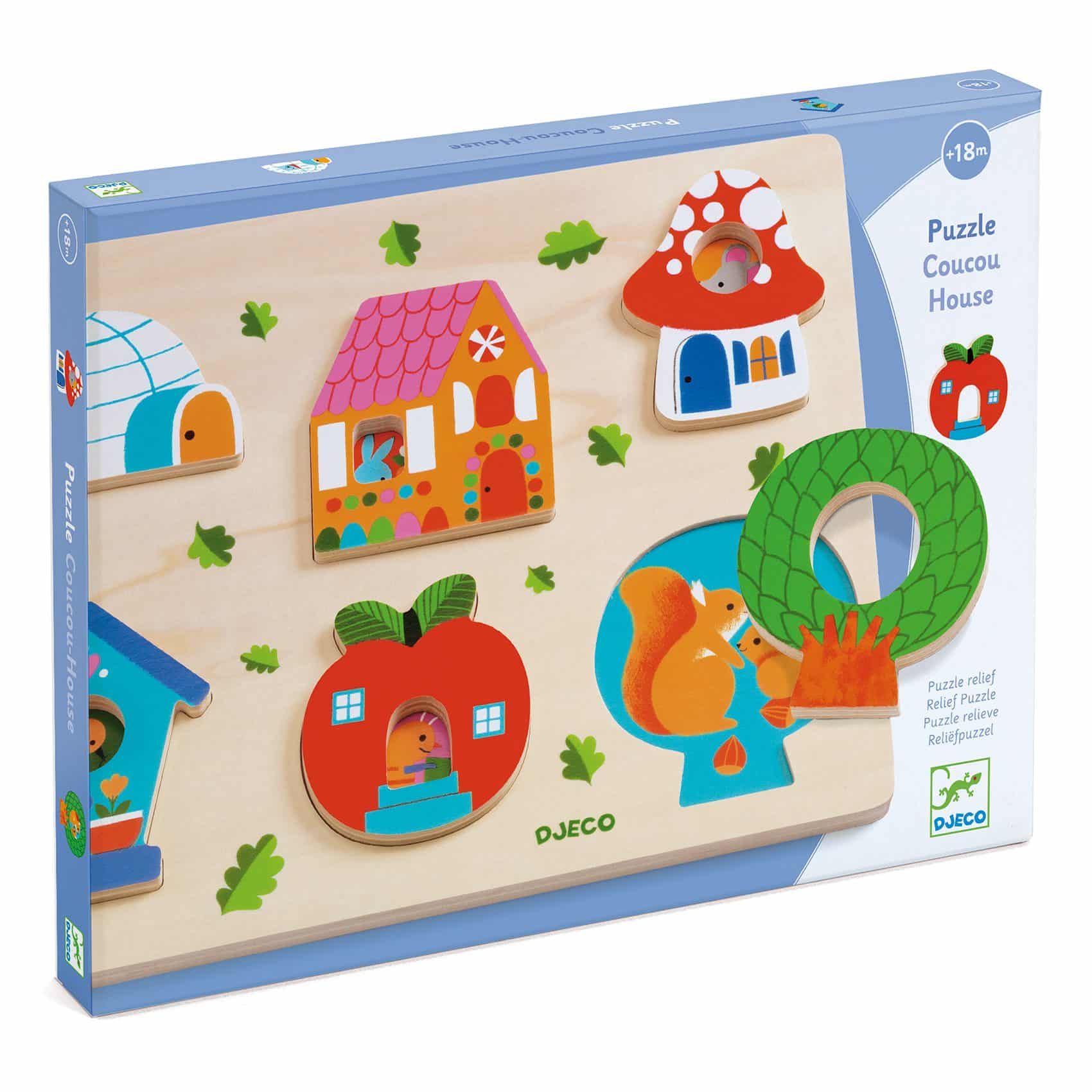 Coucou House – Puzzle de Formas e Animais | Djeco Djeco Mini-Me - Baby & Kids Store