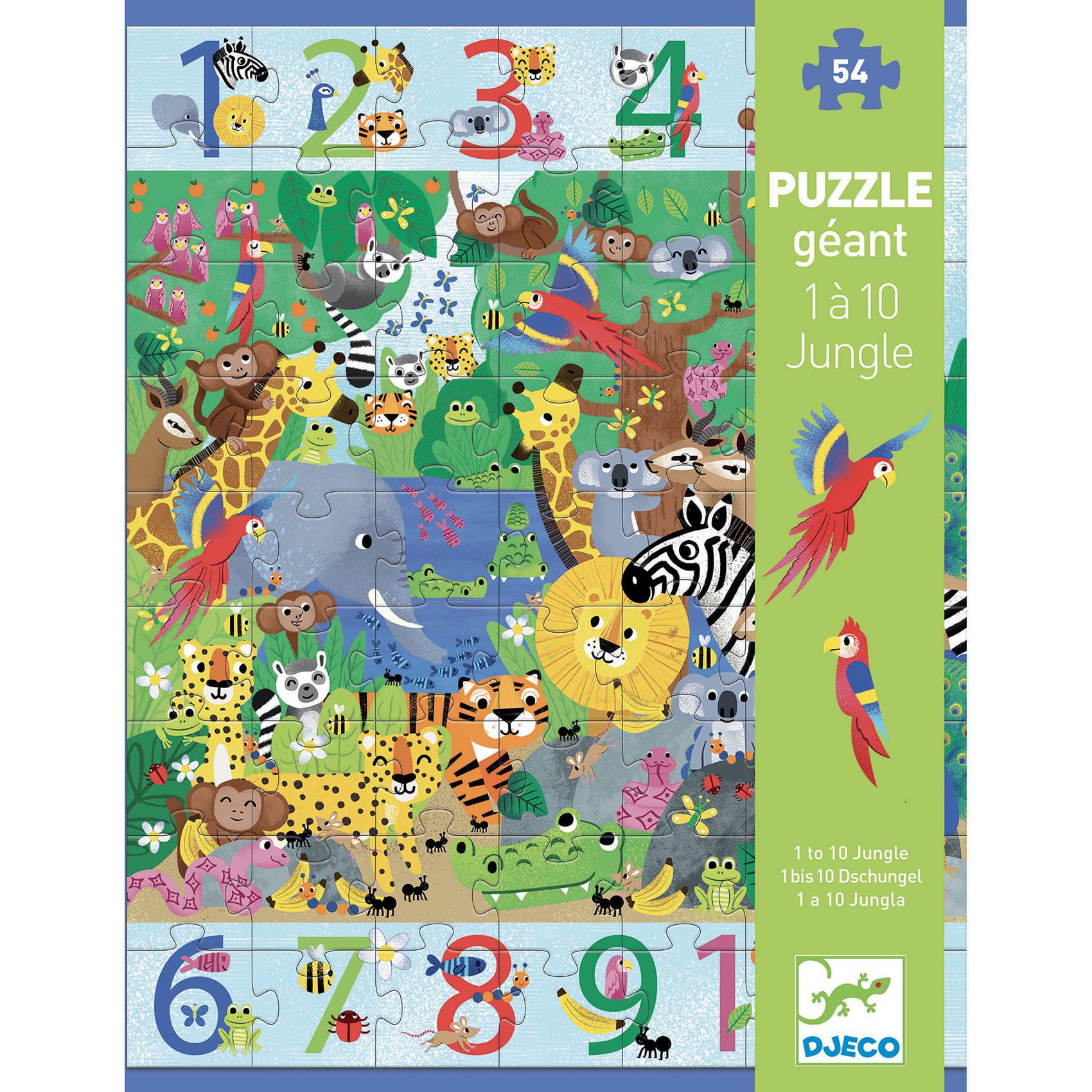 Puzzle gigante 54 peças - 1 a 10 Selva | Djeco - Mini-Me