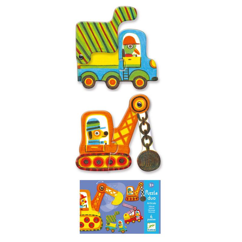 Puzzle duo "Veículos Articulados" 2+ | Djeco Djeco Mini-Me - Baby & Kids Store