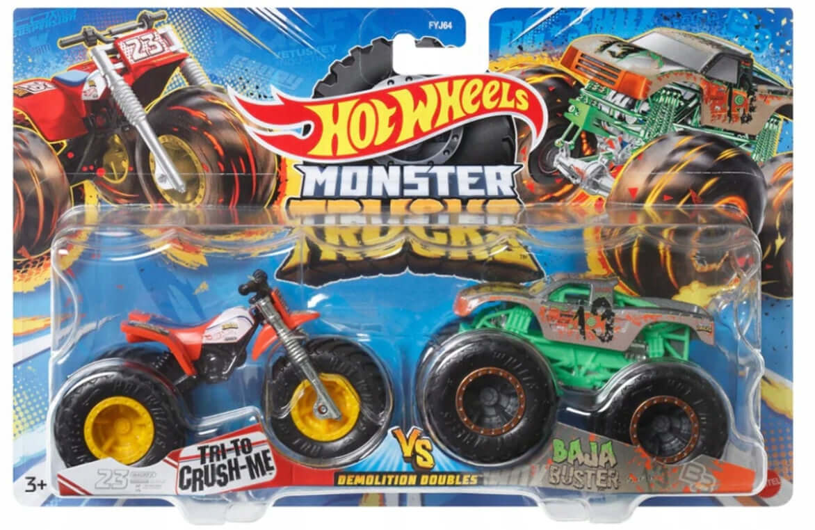 Hot Wheels - Pack 2 Veículos Dupla Demolição Monster Trucks Mini-Me - Baby & Kids Store