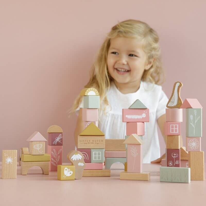 Blocos de construção em madeira - rosa | Little Dutch - Mini-Me