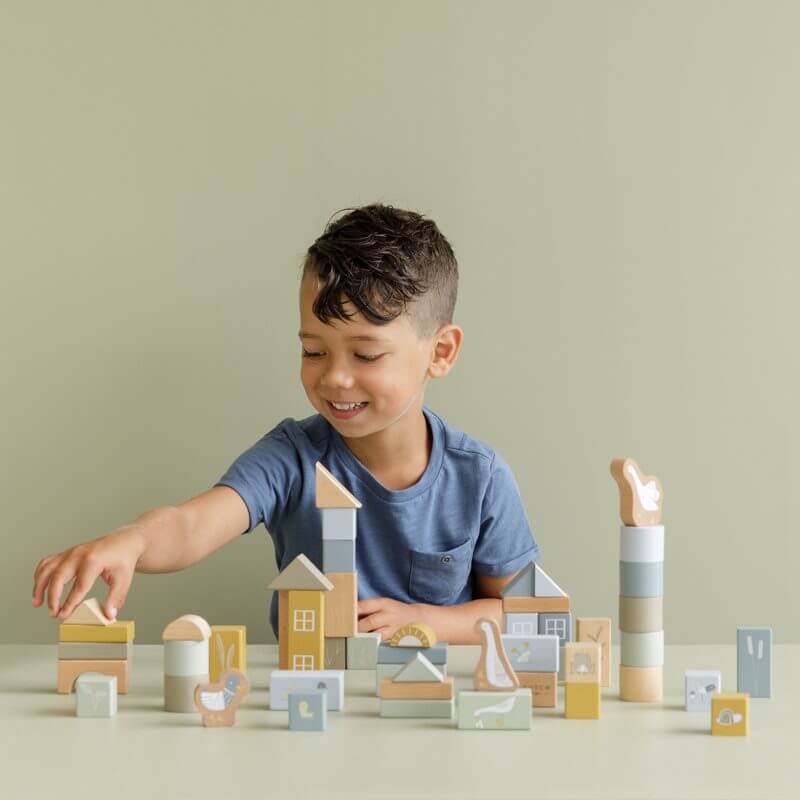 Blocos de construção em madeira - azul | Little Dutch Little Dutch Mini-Me - Baby & Kids Store