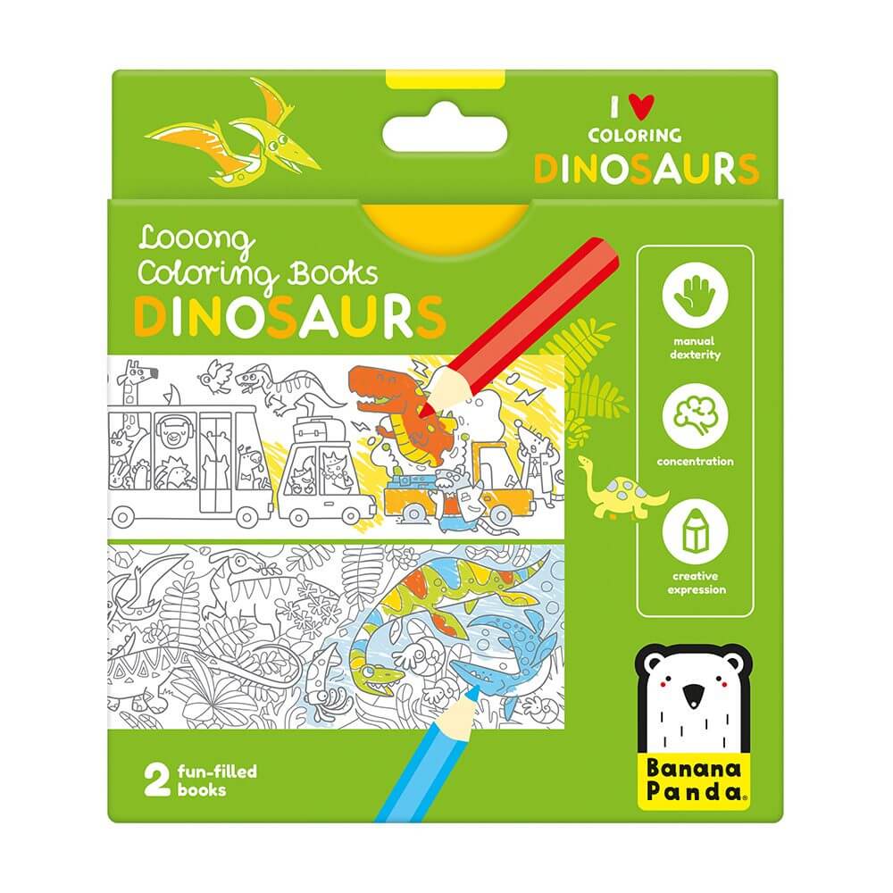 Livro de Colorir Looongo – Dinossauros | Banana Panda Mini-Me - Baby & Kids Store