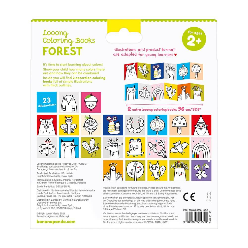 Livro de Colorir Looongo +2A – Floresta | Banana Panda Banana Panda Mini-Me - Baby & Kids Store