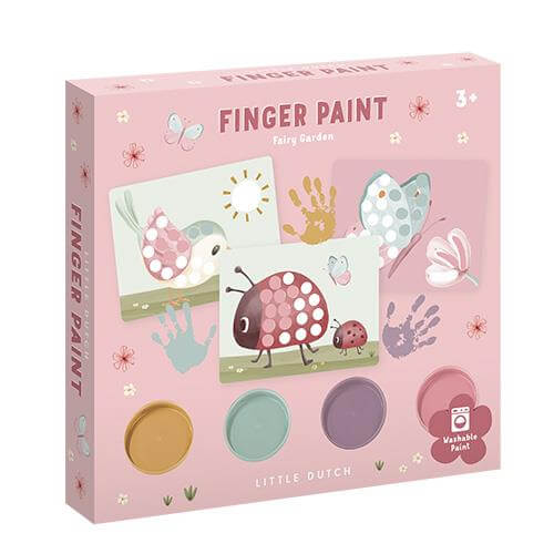 Set de Pintar com os Dedos Fairy Garden da Little Dutch, com tintas vibrantes e imagens divertidas para crianças.