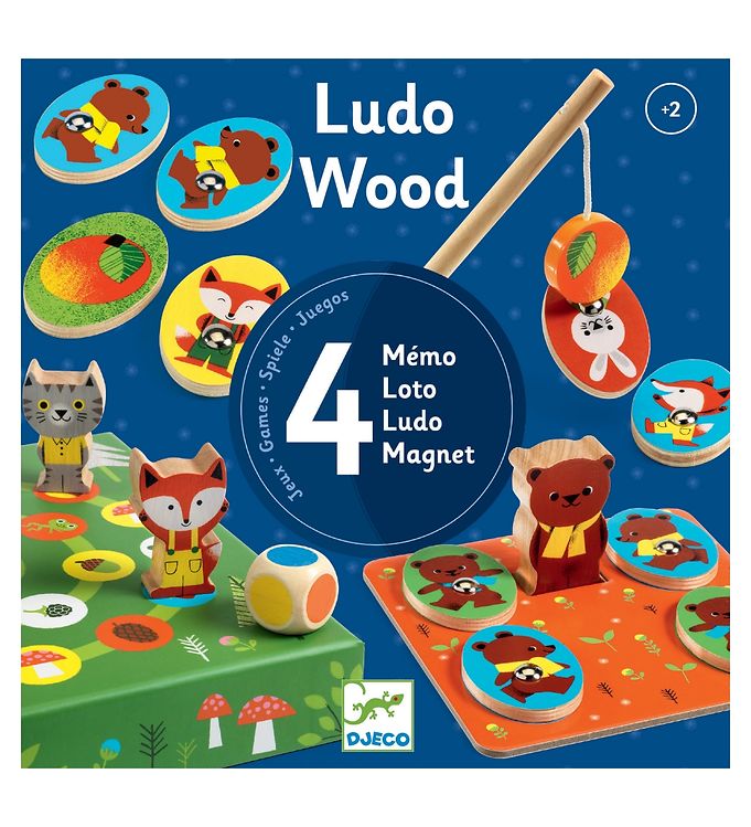 Ludo Wood – 4 Jogos | Djeco Djeco Mini-Me - Baby & Kids Store