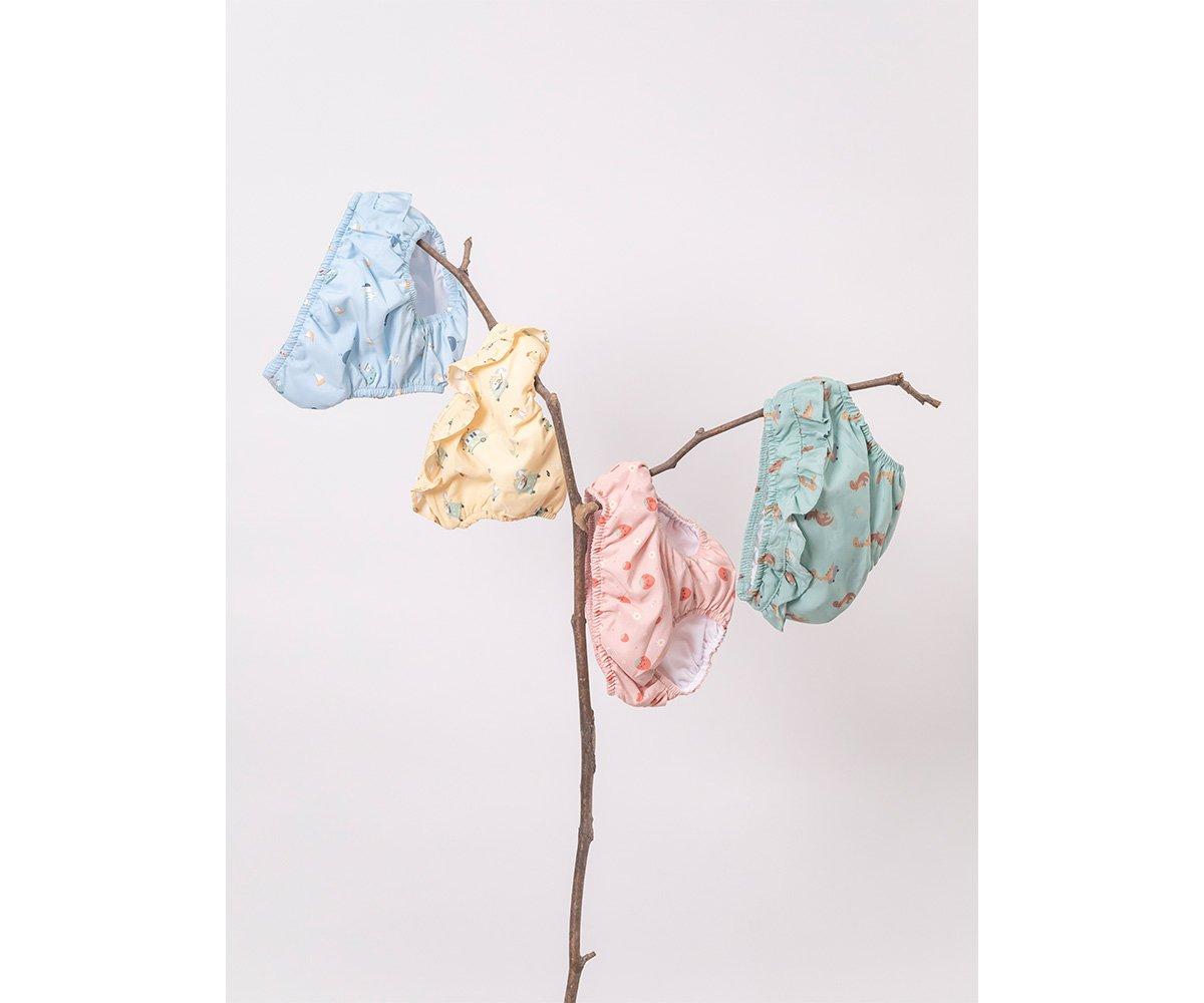 Cueca Fralda com Folhos Strawberries | Monneka - Mini-Me - Baby & Kids Store