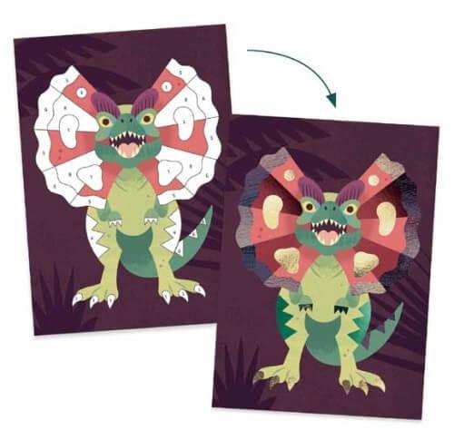 Atividade de Decorar com Glitter - Dinossauros | Djeco - Mini-Me - Baby & Kids Store