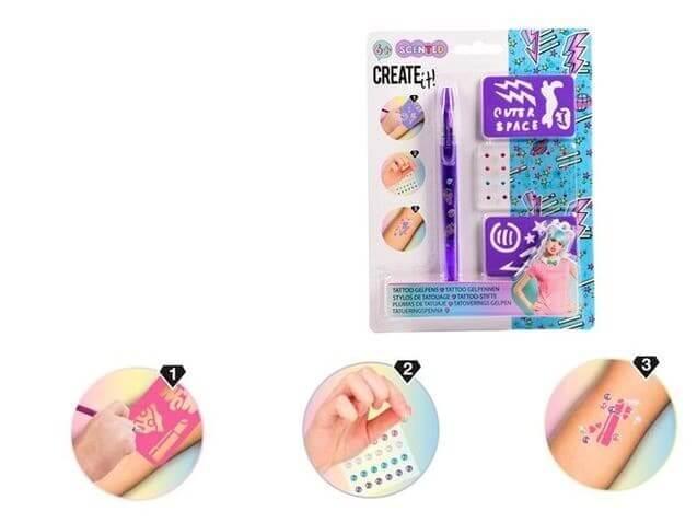 Create it! – Caneta tattoo com cheiro/brilho/stencil - Mini-Me - Baby & Kids Store