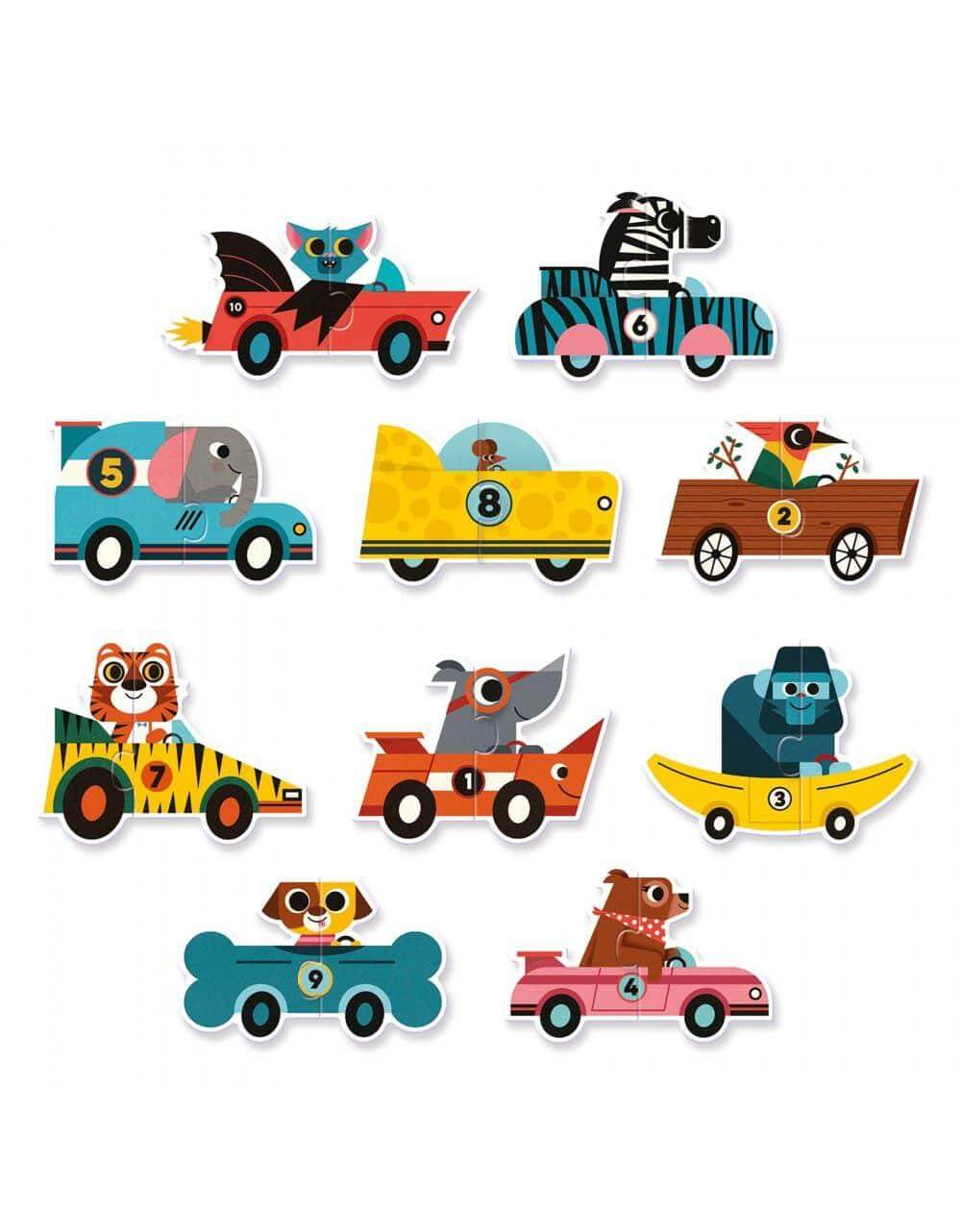 Puzzle duo "Carros de corrida" 2+ | Djeco - Mini-Me - Baby & Kids Store